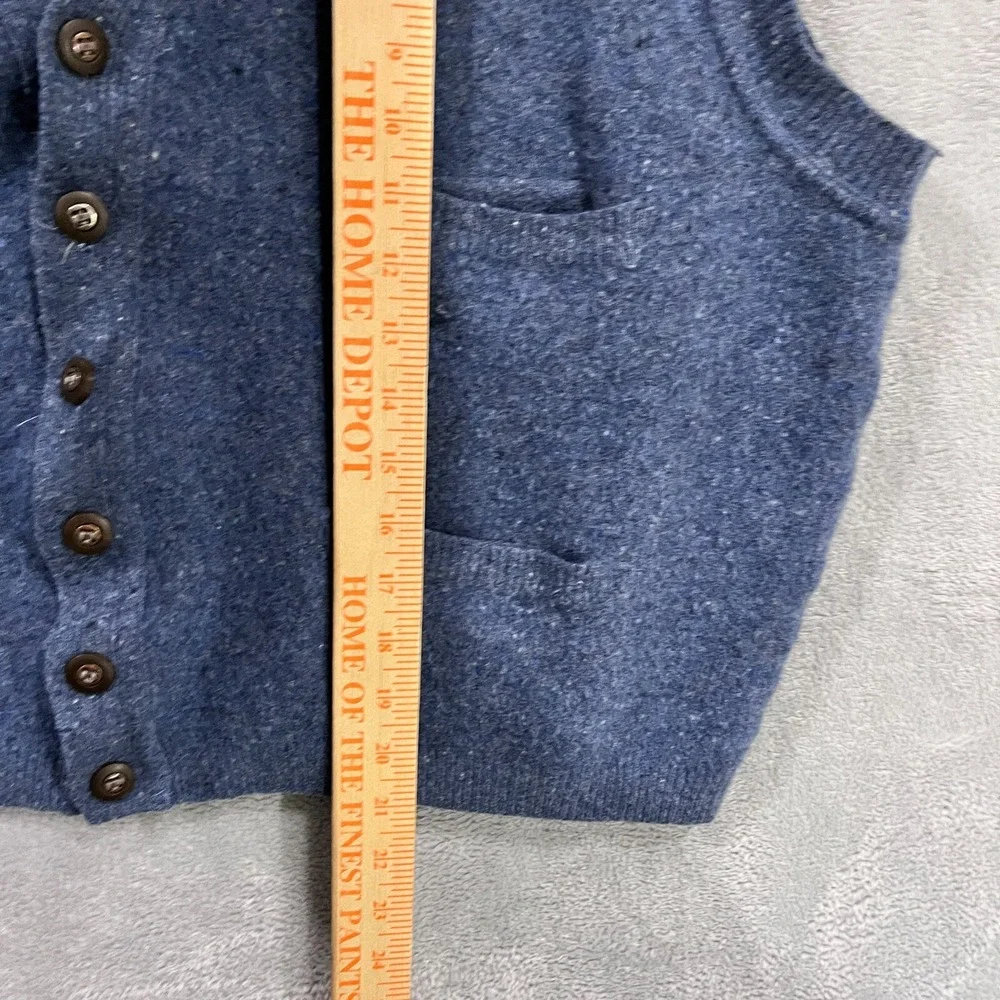 Lands' End‎ Sweater Vest Mens L 42-44 Wool Blue Grandpa Preppy Made In Italy VTG